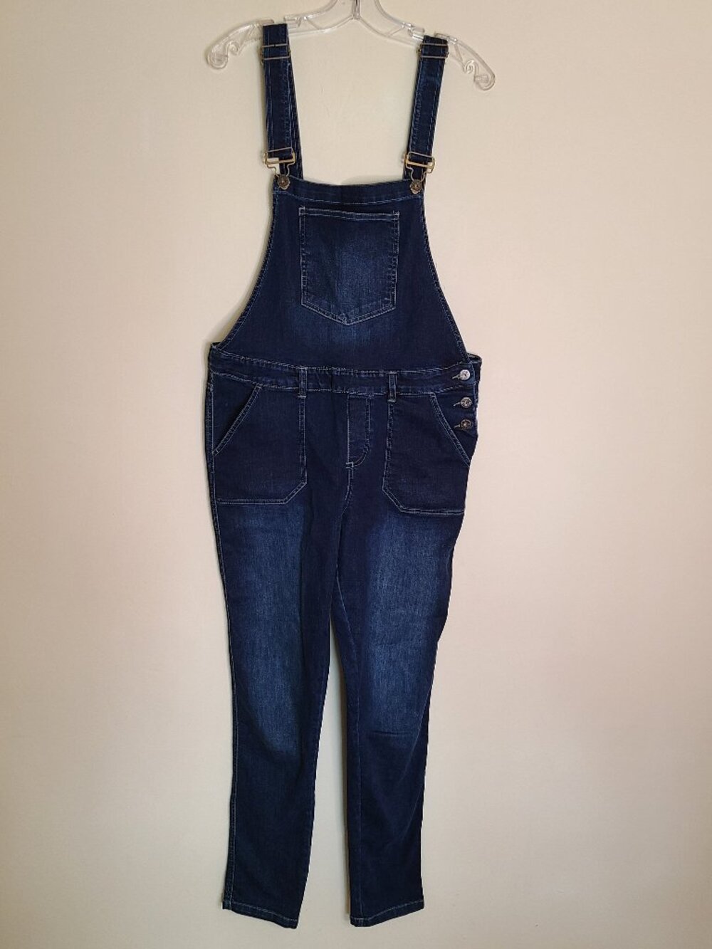 Jeaniologie Skinny Dark Wash Overalls - Size 12